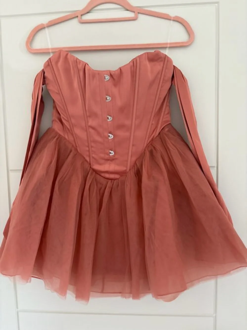 🌺 OH POLLY Reine Corset Tulle Mini Dress in Terracotta. Size US 2. Great Cond!! - Picture 12 of 12